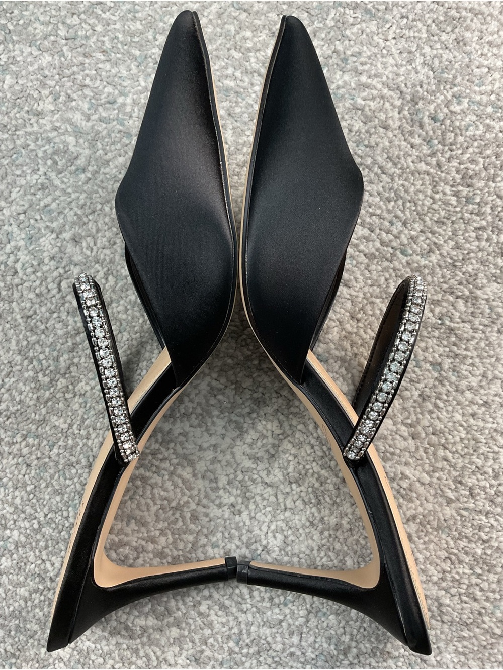Jewel Badgley Mischka Jan Black Satin Rhinestone Mule Pumps Heels Size 7.5 (NIB) - Picture 10 of 15